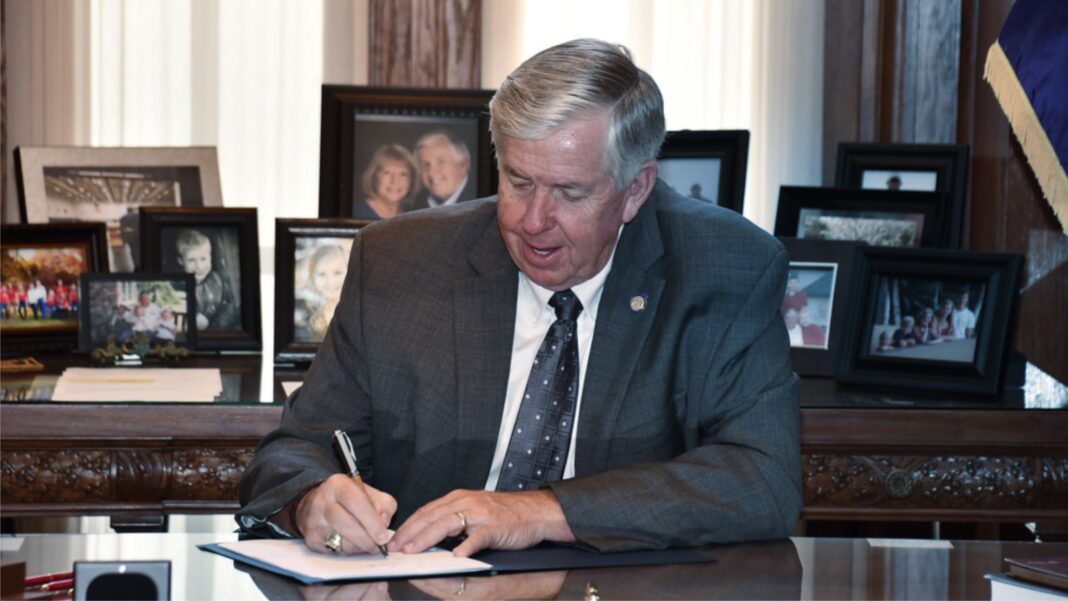 Missouri Governor Mike Parson signs an anti-BDS bill