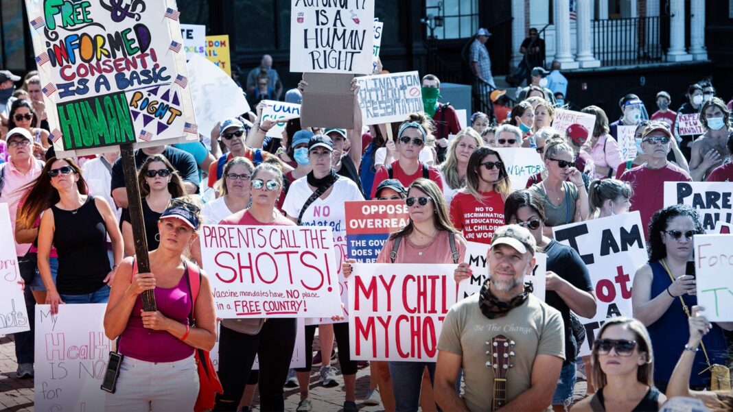 Rally At Massachusetts State House Against Mandatory Flu Vaccine