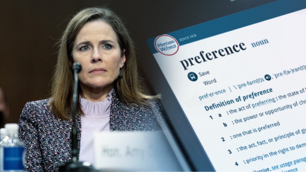 Amy Coney Barrett, Webster’s Dictionary 'preference'