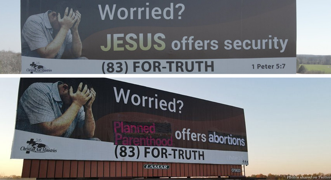 Christian Billboard defaced