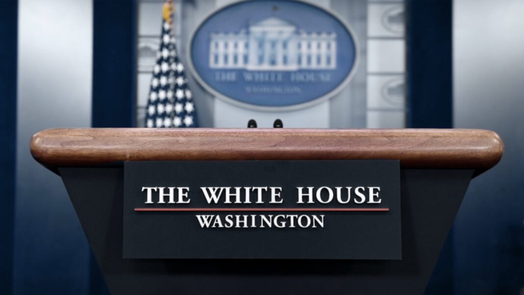White house podium, press