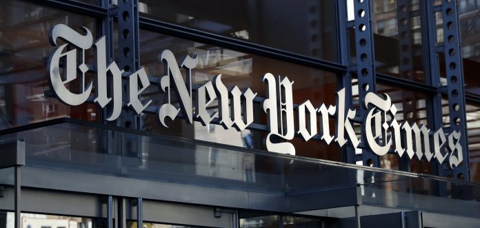 the new york times building is seen in manhattan, new york