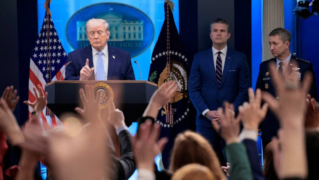 u.s. president trump holds a press conference in the briefing room at the white house