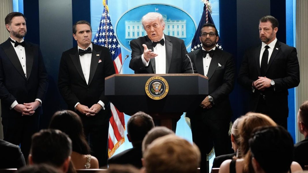 president trump makes a statement from white house after possible shooting at whca dinner