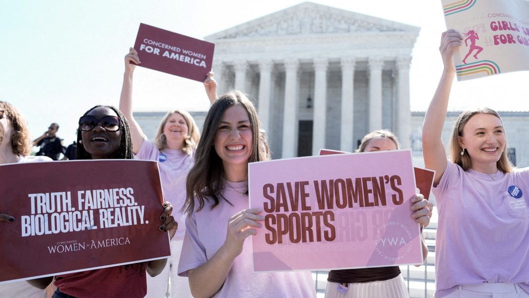 women celebrate supreme court ruling transgender athletes