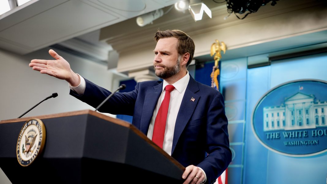 vice president jd vance holds press briefing at the white house