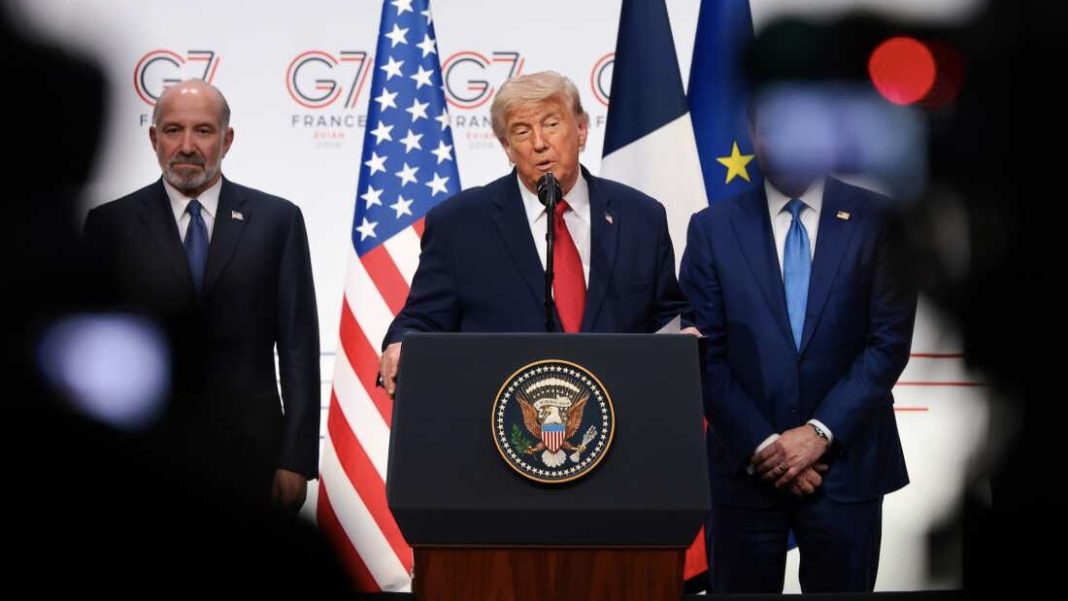 president trump attends g7 summit in evian, france