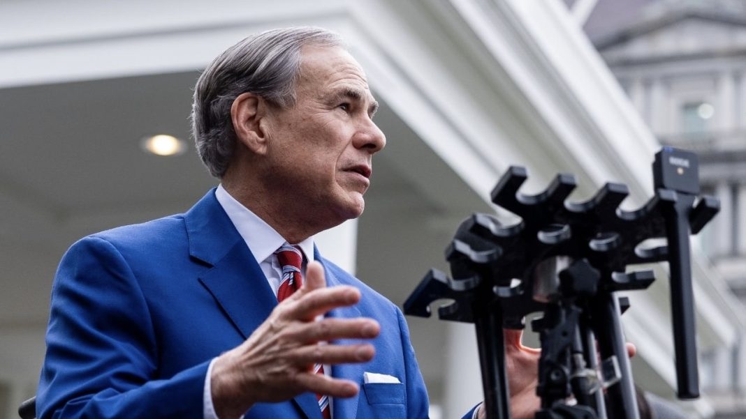 gov. greg abbott of texas speaks outside the white house after attending an event in washington, feb. 5, 2025. the office of gov. abbott said on monday, april 13, that texas would pull $110 million in public safety spending for houston — including for the 1