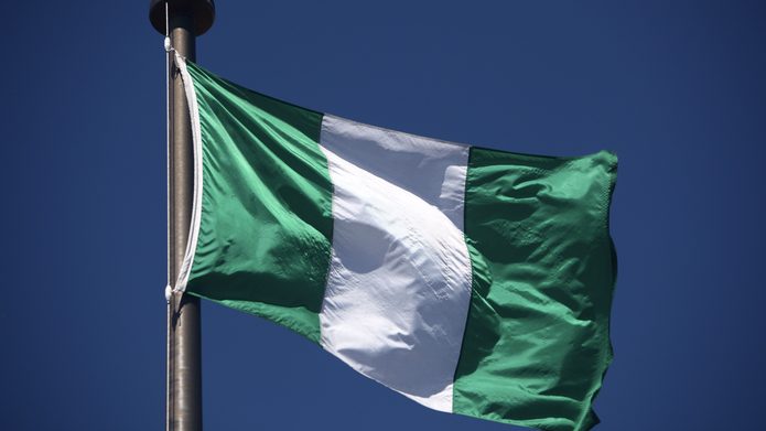 flag of nigeria up close.